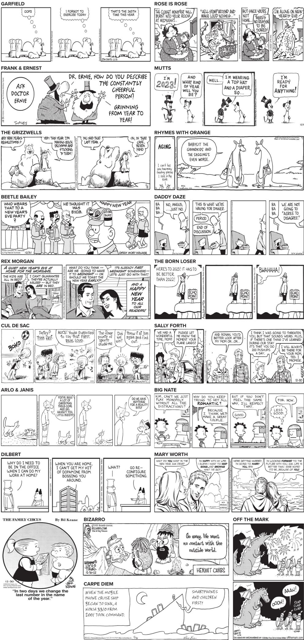 Saturday, December 31, 2022 Comics and Puzzles | Daily Comics | timeswv.com