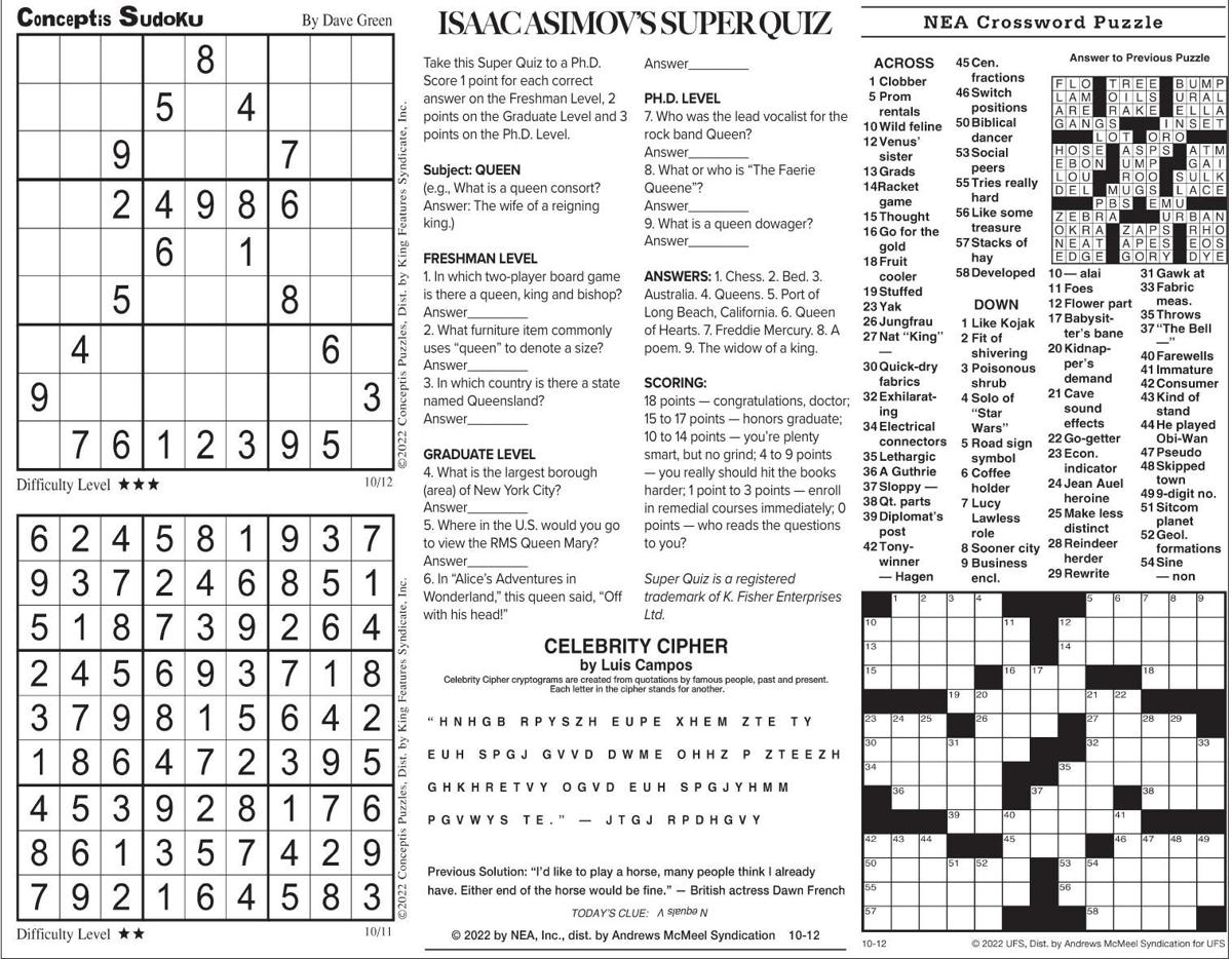 Wednesday, October 12, 2022 Comics and Puzzles Daily Comics