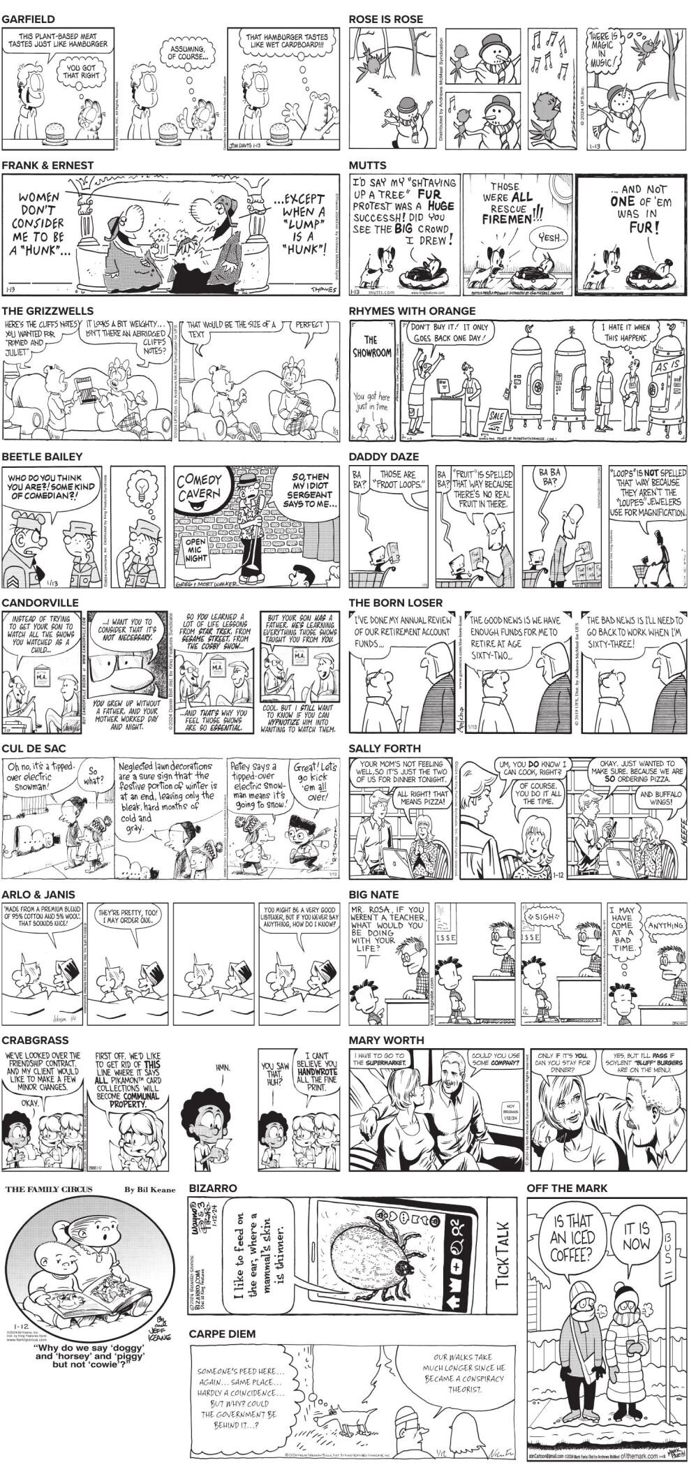 Saturday, January 13, 2024 Comics and Puzzles | Daily Comics | timeswv.com