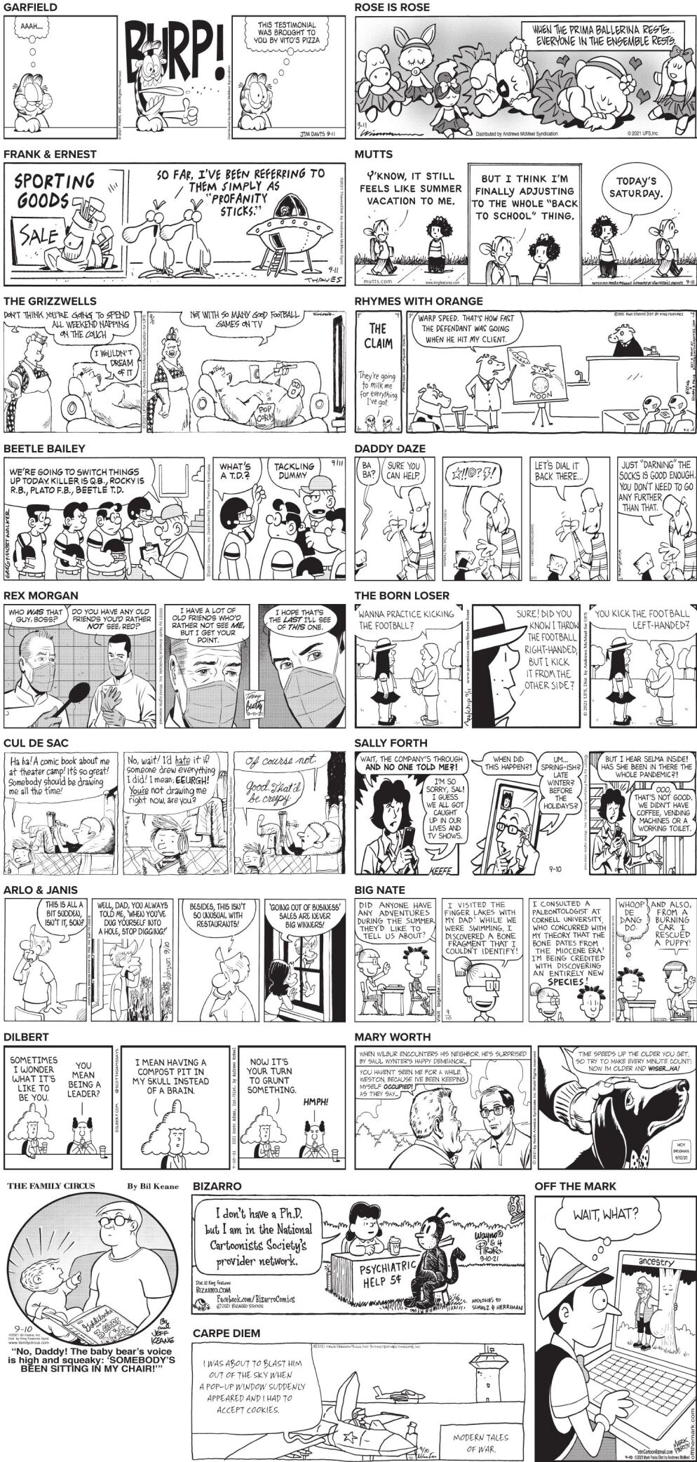 Saturday, Sept.11, 2021 Comics and Puzzles | Daily Comics | timeswv.com