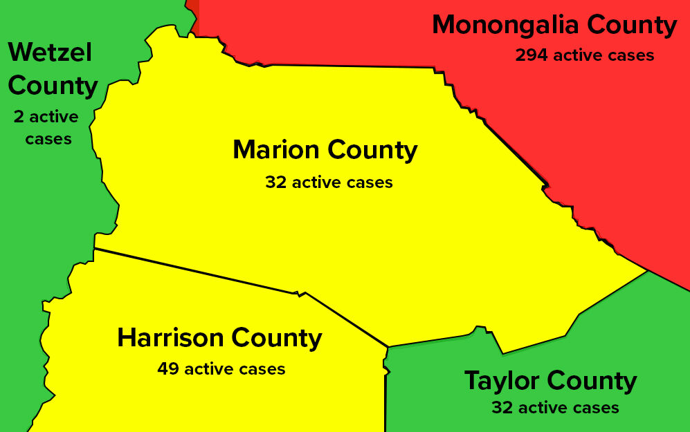 Mon County Stays Red On Color Coded Covid Map Local News Timeswv Com