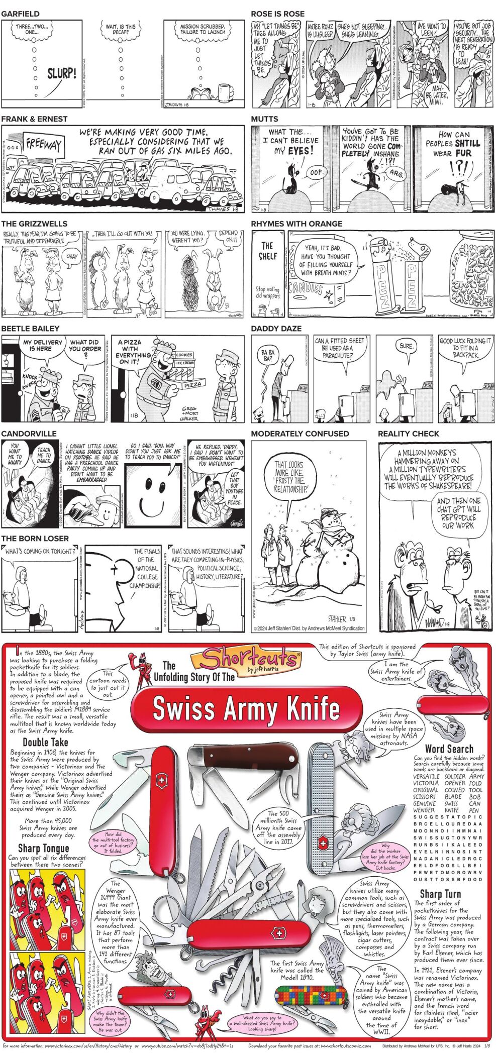 Monday, January 8, 2024 Comics And Puzzles | Daily Comics | Timeswv.com