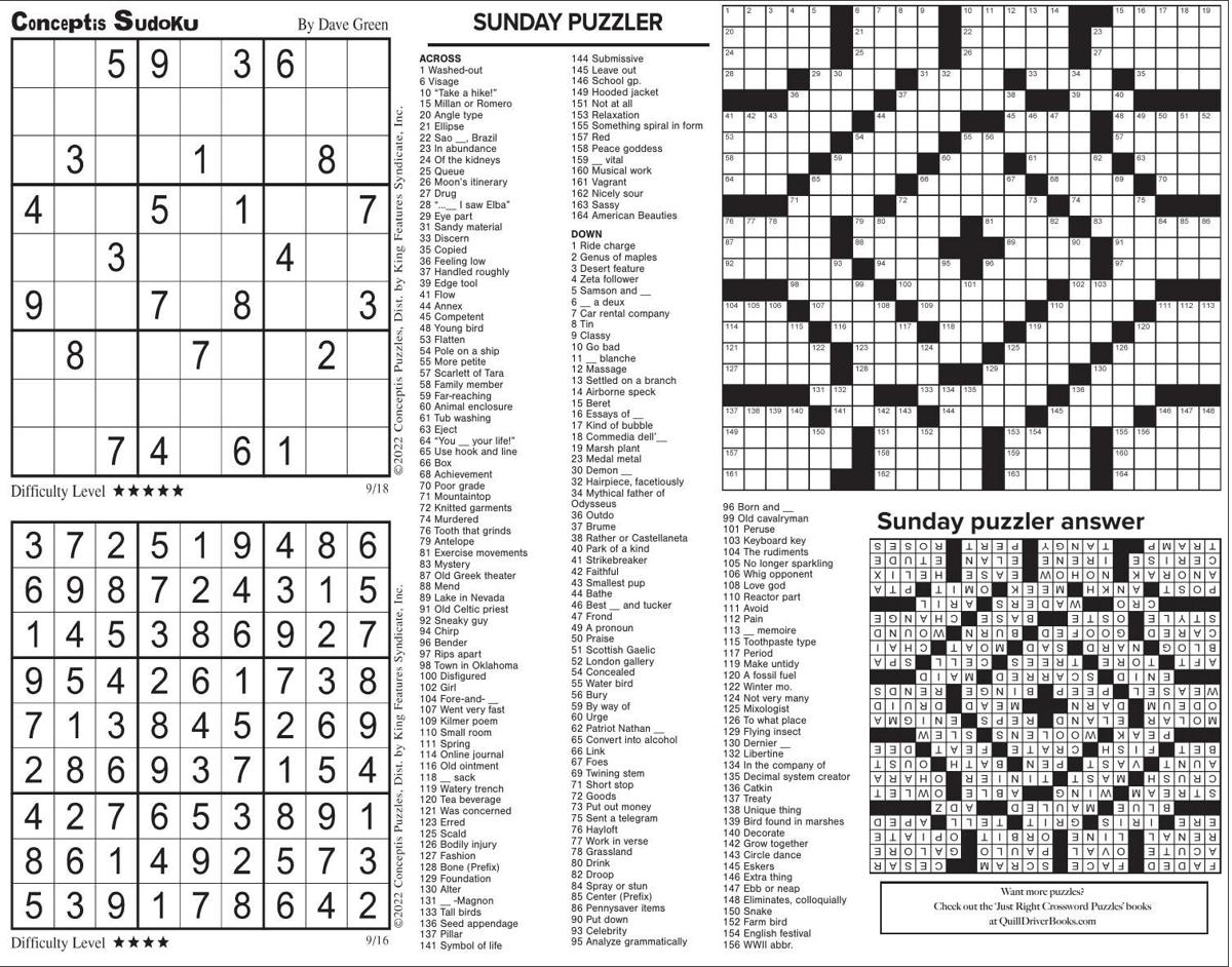 Sunday, September 18, 2022 Comics and Puzzles | Daily Comics ...