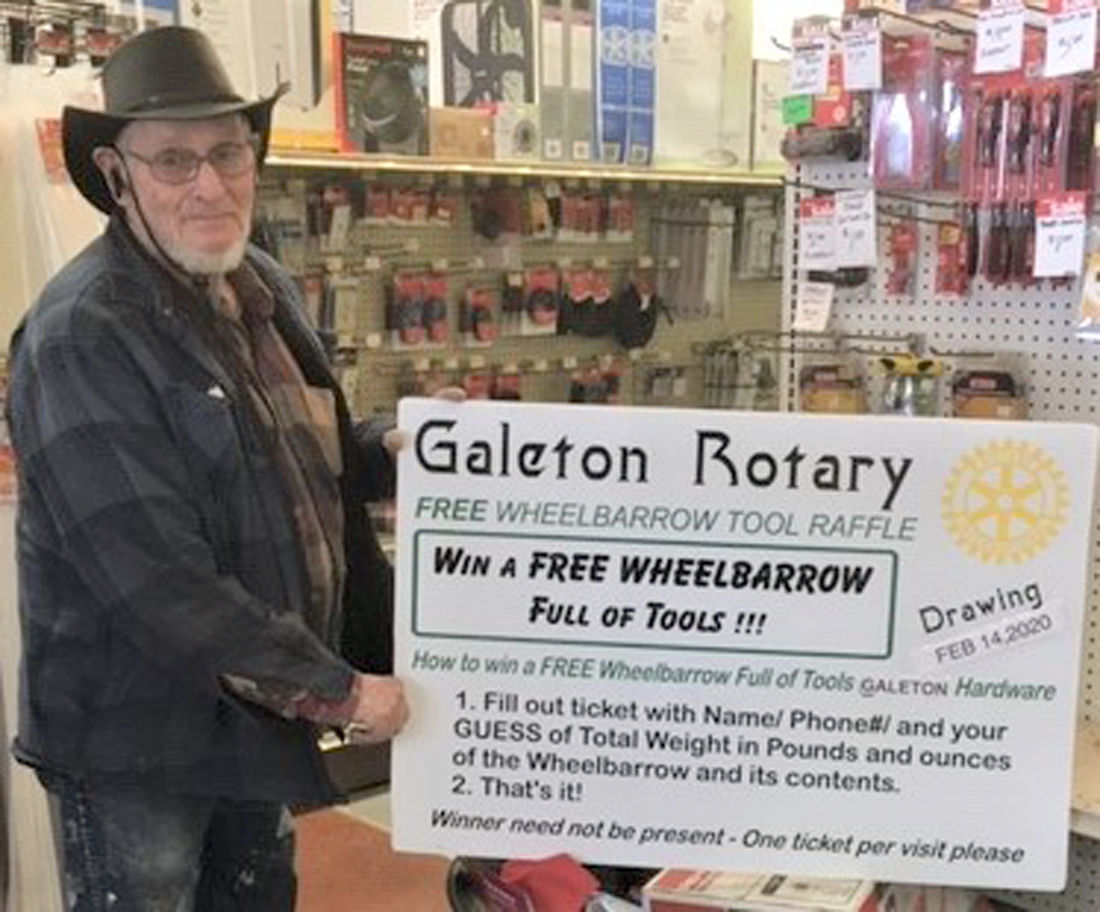 Galeton Rotary’s wheelbarrow, tools winner