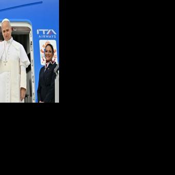 Pope Leo XIV boards his plane heading to Algiers at Rome's Fiumicino airport