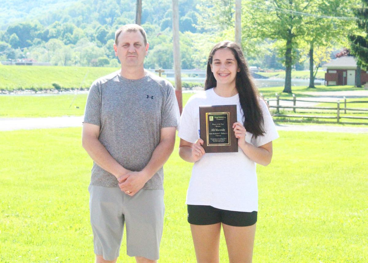 Alli Macensky receives Tioga Publishing Girls Defensive Player of the Year