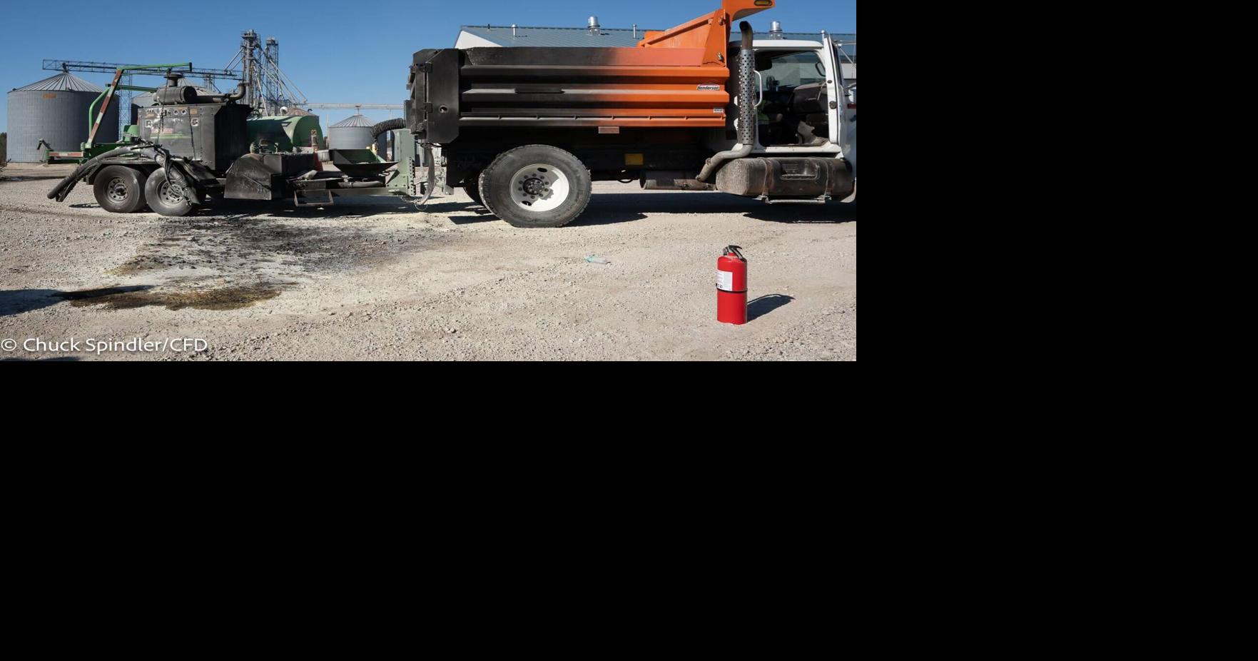 Road repair equipment catches fire in Creston Tuesday