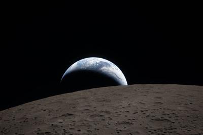 The 'Earthset' photo from the Artemis II crew's lunar flyby in April 2026.  NASA