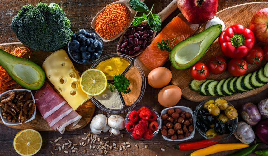 STOCK Ingredients of healthy diet that maintains overall health