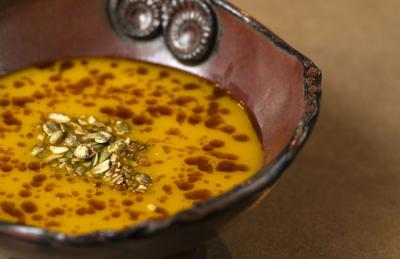 Root Vegetable Soup with Coffee Oil