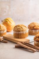 Stock pumpkin cupcakes or baked muffins with fresh pumpkin