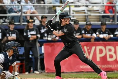 Ashton Lansdell of the Los Angeles Queens bats during the Women's Professional Baseball League Opening Day game against the New York Heights on Aug. 1, 2026, in Springfield, Ill.