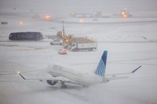 Some early flights in New York were able to depart, but nearly all flights have been canceled later in the day