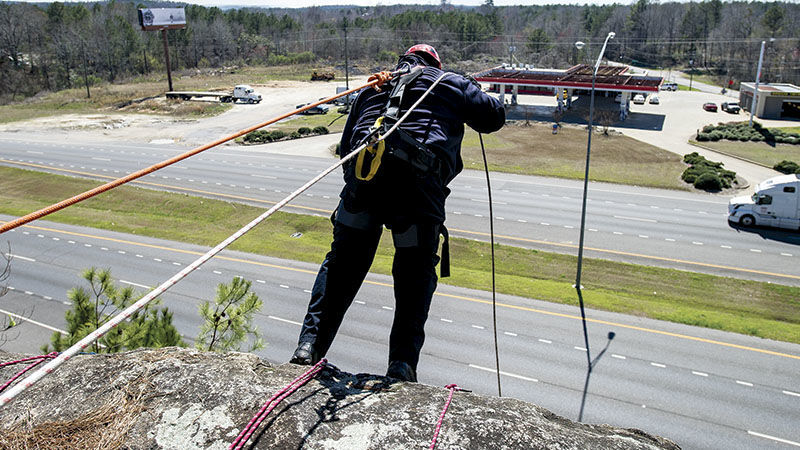 Firefighters conduct High Angle Rope Rescue training at Patriot’s Point