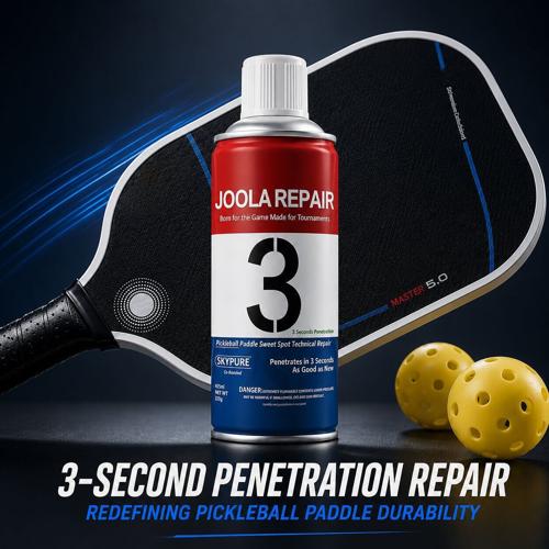 JOOLAREPAIR 3-Second Pickleball Paddle Restoration Spray. The formula uses proprietary penetration technology to restore surface friction and spin to like-new condition in seconds.