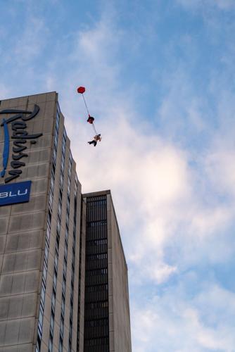 Daredevil scaled 26 storey building and leaped off the top with parachute