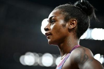 US sprinter Sha'carri Richardson reacts during the women's 100m semi-final at the 2025 World Athletics Championships