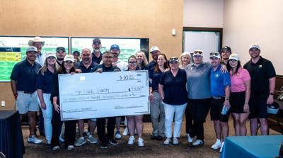Representatives from Oak Harvest Financial Group and Tube Supply present a record-breaking donation check of $136,250 to Boys & Girls Country, following the successful, sold-out 3rd Annual Charity Golf Tournament held Monday, March 30, 2026, at Wildcat ...