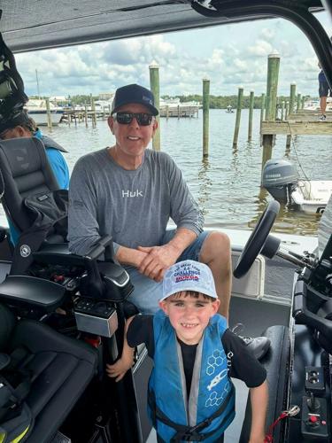Captain Red & Pediatric Cancer Warrior Greyson at The Great Loop Challenge Launch on August 8, 2026.