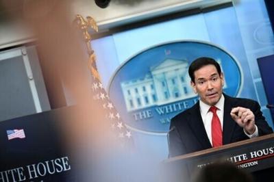 US Secretary of State Marco Rubio speaks in the Brady Briefing Room of the White House