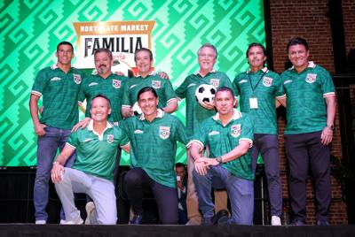 Northgate González Market partners with Mexican soccer legends to celebrate the 2026 World Cup. The legends will participate in youth soccer clinics and make in-store appearances. L-R Top: Francisco “Maza” Rodríguez, Carlos Hermosillo, Northgate Market ...