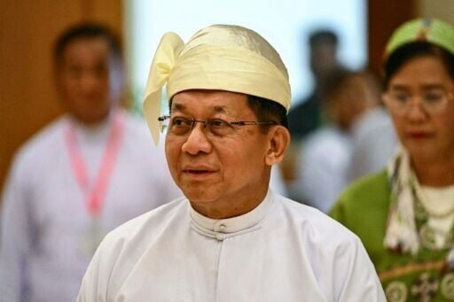 Former Myanmar military chief and Myanmar president Min Aung Hlaing arrives at parliament to be sworn in as president