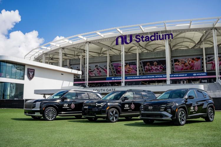 Hyundai’s 2026 Palisade, Santa Fe and Tucson are pictured Tuesday, June 23, 2026, at Nu Stadium in Miami. Hyundai is the Official Mainstream Automotive Partner of Inter Miami CF.