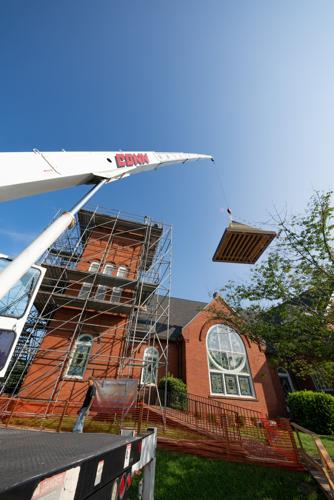 Tower of First United Methodist Church Gets a New Roof