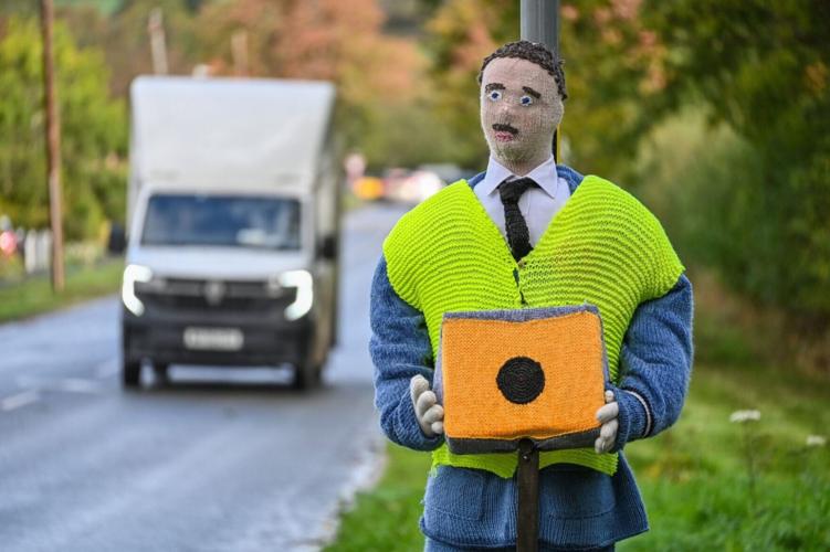 Villagers install fake knitted speed cameras to keep an eye on dangerous drivers