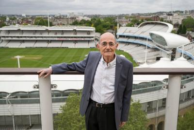 Robert Silman on the 100-foot private terrace of the Lord's View Penthouse, overlooking Lord's Cricket Ground. The penthouse was created by his late brother Laurence Silman and is being offered for sale for the first time.