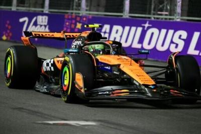 McLaren's British driver Lando Norris had the fastest time in the second practice session for the Las Vegas Formula One Grand Prix