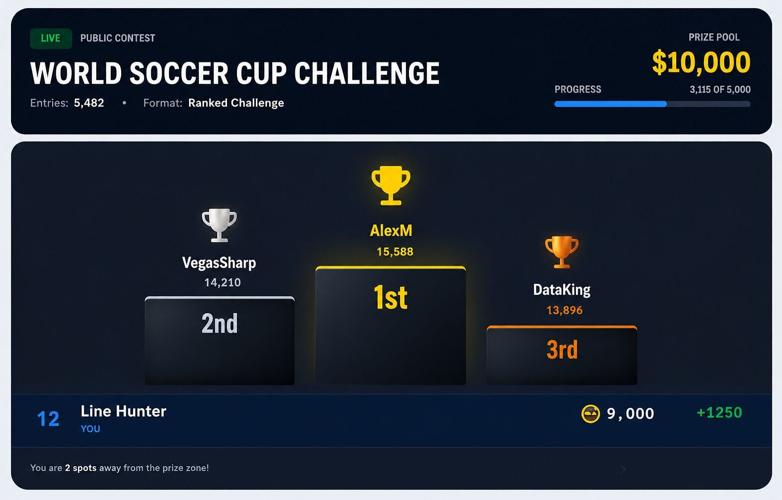 Gaming Intelligence World Soccer Cup Challenge leaderboard.