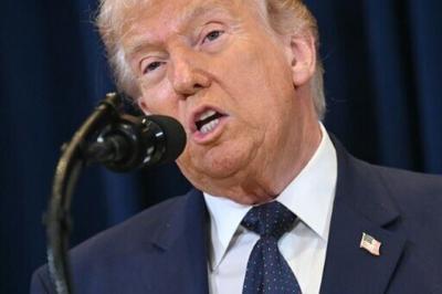 US President Donald Trump speaks during a press conference at Trump National Doral in Miami, Florida