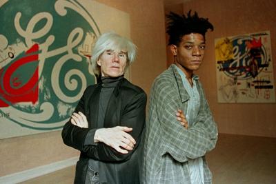 Artists Andy Warhol, left, and Jean-Michel Basquiat collaborated on over 100 works between 1983 and 1985.