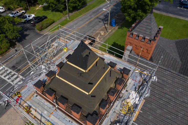 Tower of First United Methodist Church Gets a New Roof