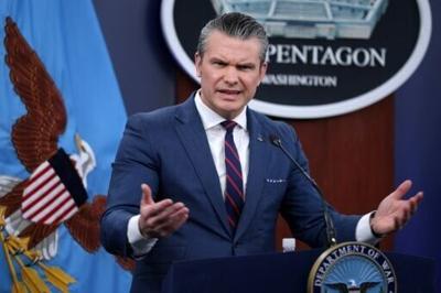 US Defense Secretary Pete Hegseth speaks during a news conference at the Pentagon on March 2, 2026