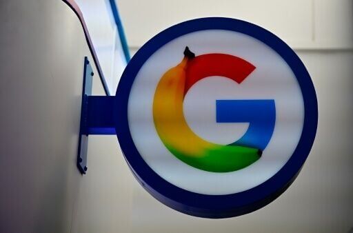 A Google logo at the tech giant's AI centre in Berlin