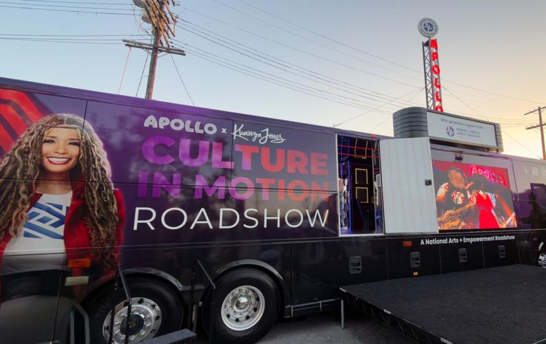 LOS ANGELES, CALIFORNIA - JANUARY 31: Apollo x Kwanza Culture in Motion Bus seen at Culture In Motion™, presented by The Apollo x Kwanza Jones, at The Beehive on January 31, 2026 in Los Angeles, California. (Photo by Mark Gunter/Getty Images for SUPERCH...