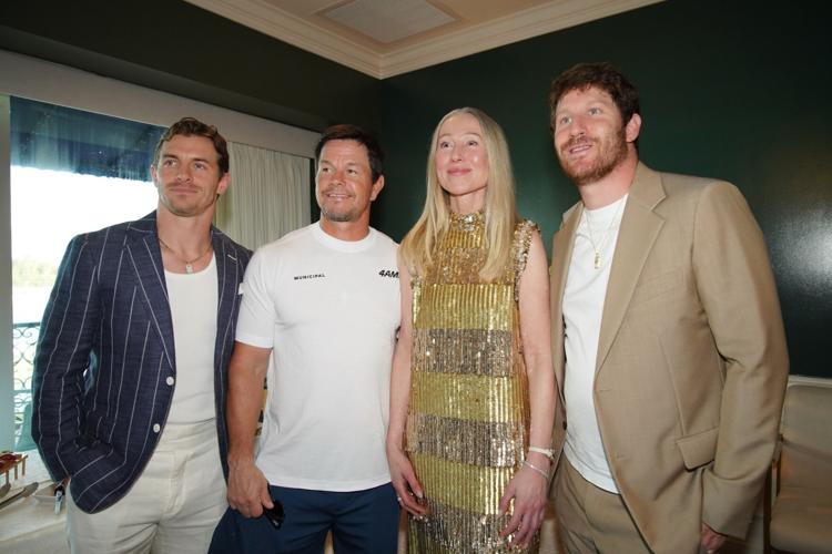 Braxton Berrios, Mark Wahlberg, Belinda Stronach, and Myles Shear at the 2026 Pegasus World Cup