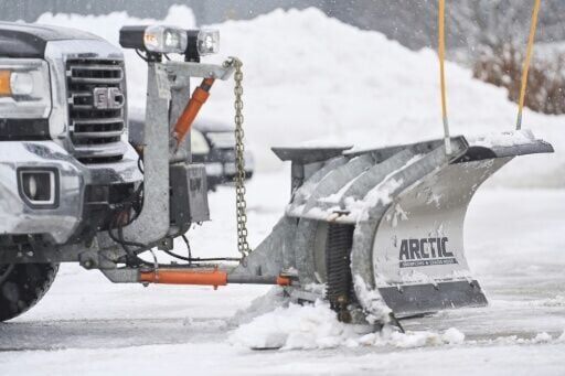 Snow cleared outside Arctic Plow's plant in London, Ontario, Canada