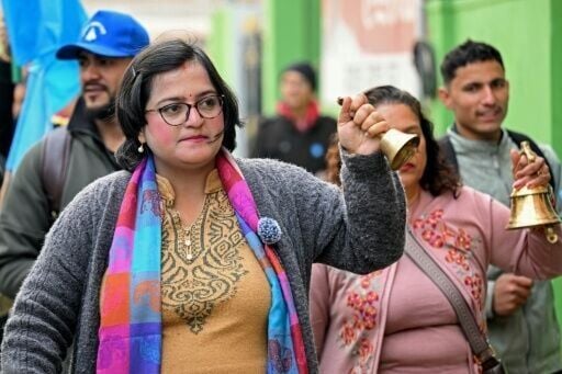 Ranju Darshana is campaigning door-to-door in the capital Kathmandu for the Rashtriya Swatantra Party (RSP) while heavily pregnant