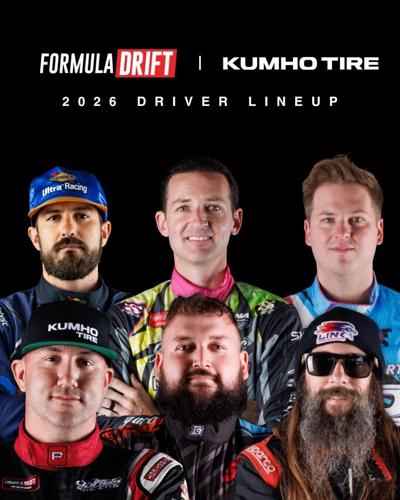 Ryan Litteral, Rome Charpentier, Cody Buchanan, Jeff Jones, Jack Shanahan, and Andy Hateley will Represent “Team KUMHO” for the 2026 Formula DRIFT PRO Championship