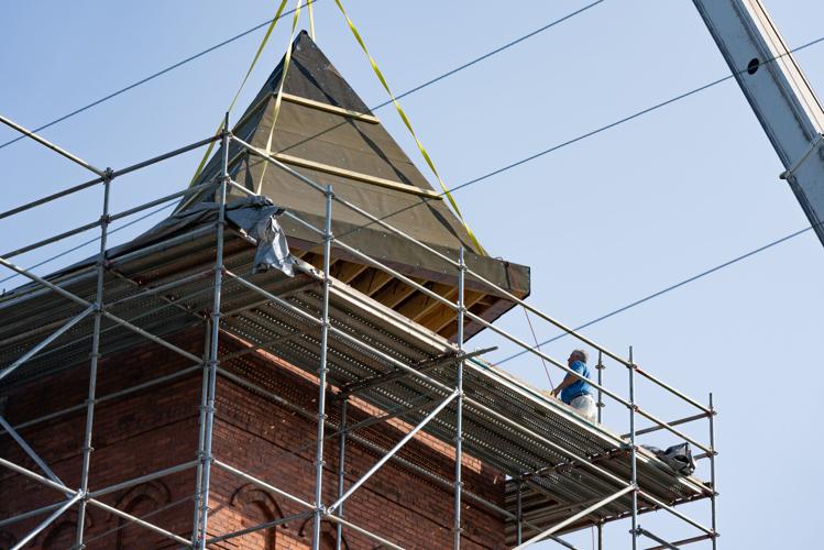 Tower of First United Methodist Church Gets a New Roof