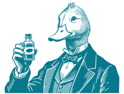 Victorian Gentleman Holding Medicine Bottle with Mustache and Bow Tie