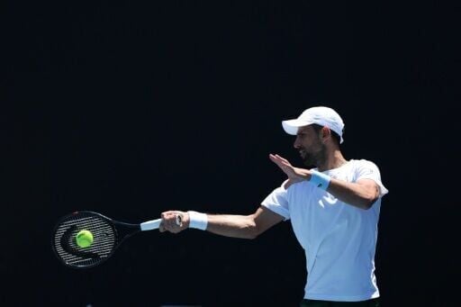 Serbia's Novak Djokovic takes part in a practice session in Melbourne