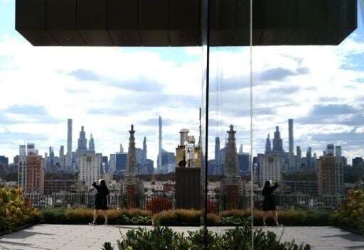 A person stands in the museum's roof garden