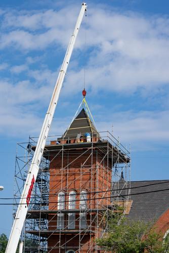 Tower of First United Methodist Church Gets a New Roof