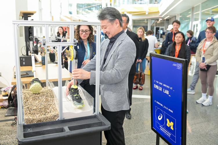 ASICS Global President and COO, Mitsuyuki Tominaga, at the ASICS Michigan Sport Innovation Center grand opening event on October 22.