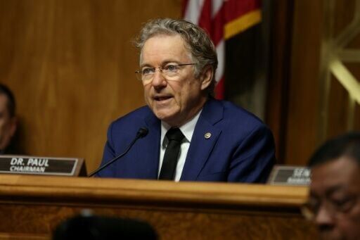 Senator Rand Paul of Kentucky delivers his opening statement at the Senate confirmation hearing for Markwayne Mullin to head the Department of Homeland Security