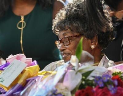 African-American civil rights pioneer Claudette Colvin pictured in 2021 when she petitioned a district court for her juvenile record to be expunged over her 1955 refusal to give up her seat on a segregated bus when she was 15 years old